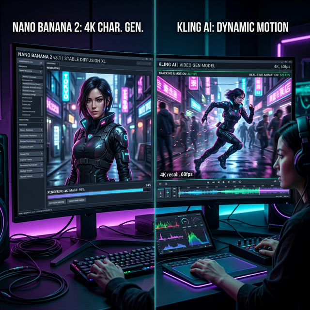 Nano Banana 2 + Kling 3.0: The Ultimate Motion Control Duo Complex AI video sequence with consistent characters and dynamic movement